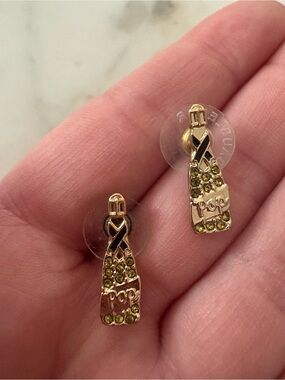 BaubleBar Gold-Tone Drop Earrings with Olive Green Crystals